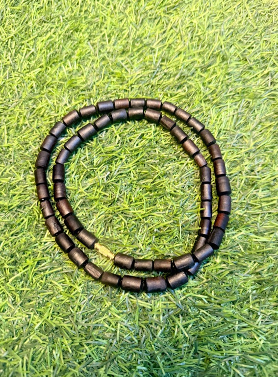 one round original black beads tulsi mala